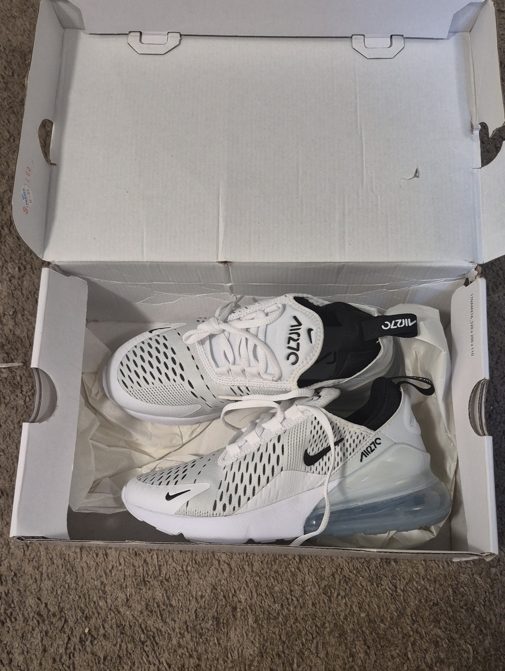 Nike Kids' Air Max 270 White/Black Athletic Shoes
